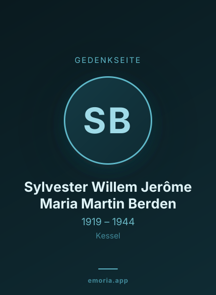 Gedenkportrait von Sylvester Willem Jerôme Maria Martin Berden
