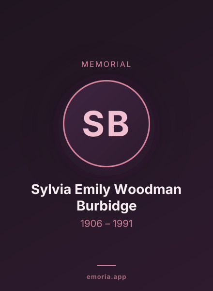 Memorial portrait of Sylvia Emily Woodman Burbidge