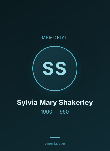 Memorial portrait of Sylvia Mary Shakerley