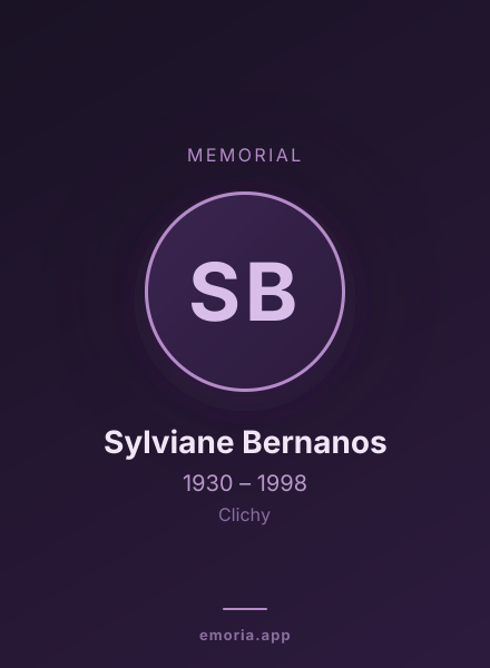 Memorial portrait of Sylviane Bernanos