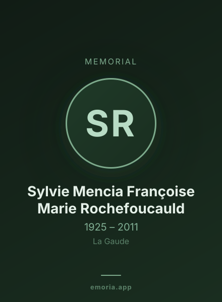 Memorial portrait of Sylvie Mencia Françoise Marie Rochefoucauld