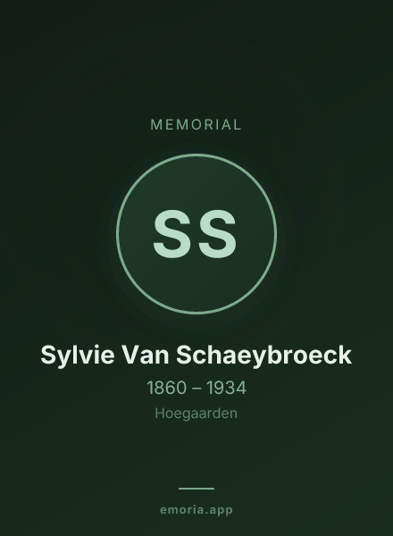 Memorial portrait of Sylvie Van Schaeybroeck