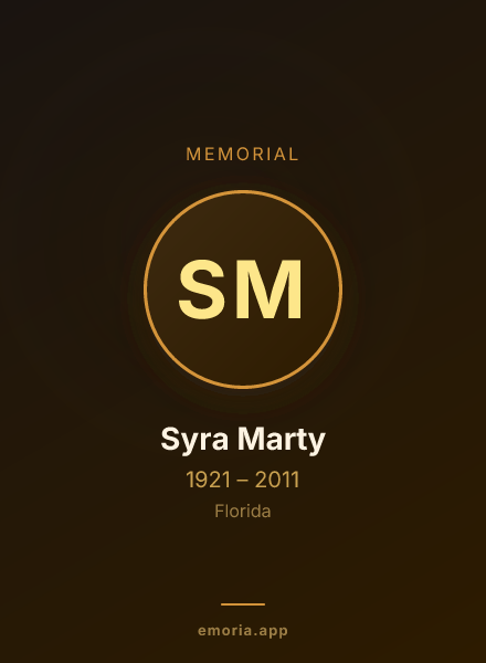 Memorial portrait of Syra Marty