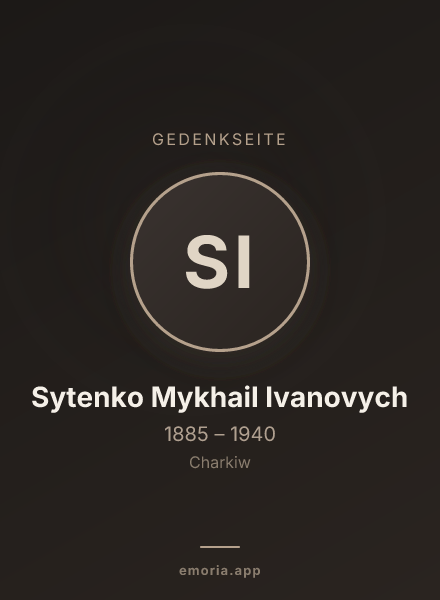 Gedenkportrait von Sytenko Mykhail Ivanovych