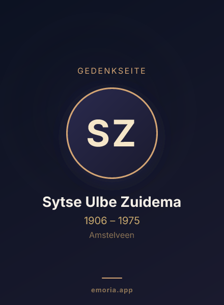 Gedenkportrait von Sytse Ulbe Zuidema