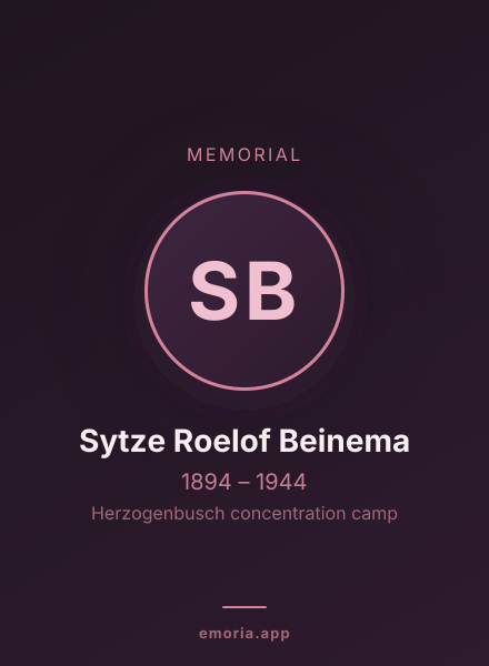 Memorial portrait of Sytze Roelof Beinema