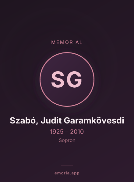 Memorial portrait of Szabó, Judit Garamkövesdi
