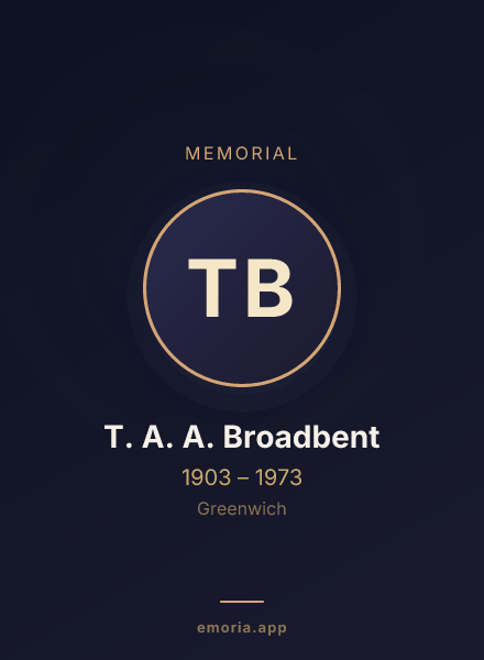 Memorial portrait of T. A. A. Broadbent