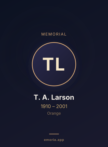 Memorial portrait of T. A. Larson
