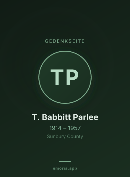Gedenkportrait von T. Babbitt Parlee