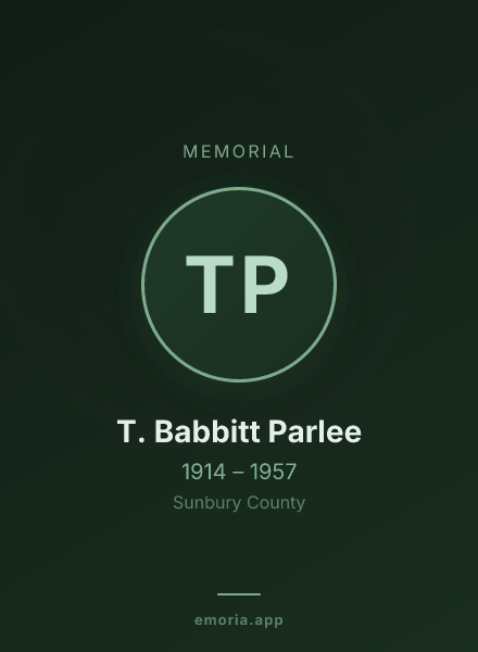 Memorial portrait of T. Babbitt Parlee
