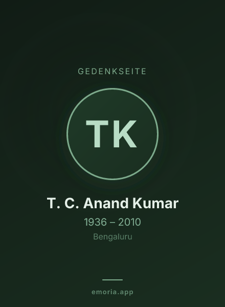 Gedenkportrait von T. C. Anand Kumar