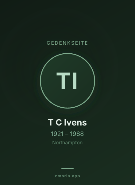 Gedenkportrait von T C Ivens