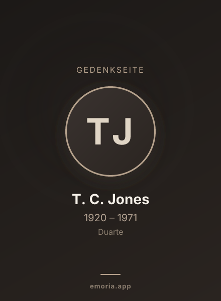 Gedenkportrait von T. C. Jones