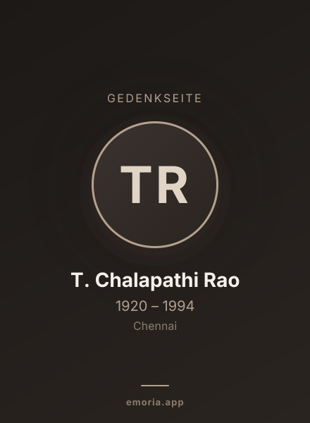 Gedenkportrait von T. Chalapathi Rao