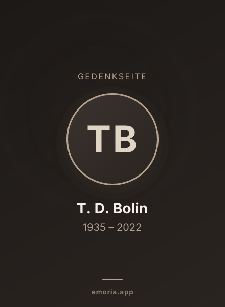 Gedenkportrait von T. D. Bolin
