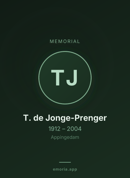 Memorial portrait of T. de Jonge-Prenger