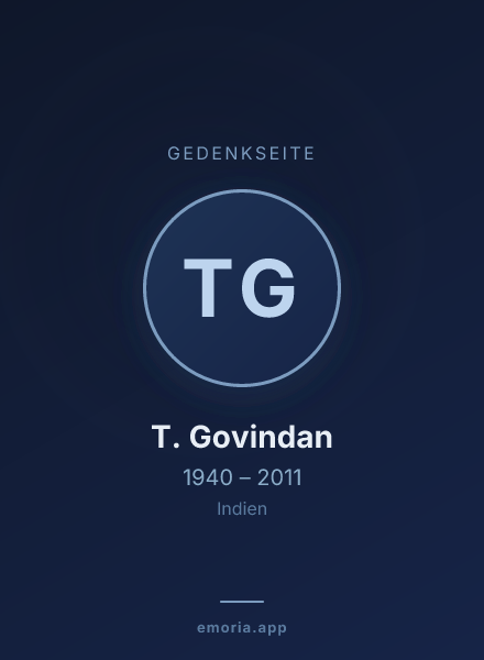 Gedenkportrait von T. Govindan