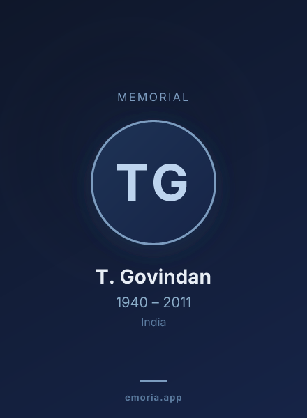 Memorial portrait of T. Govindan