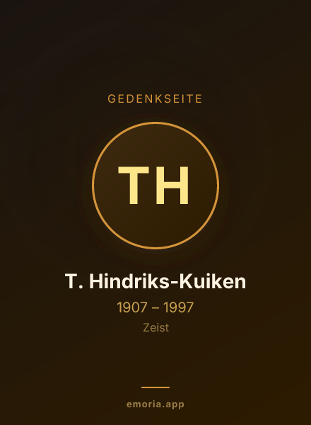 Gedenkportrait von T. Hindriks-Kuiken