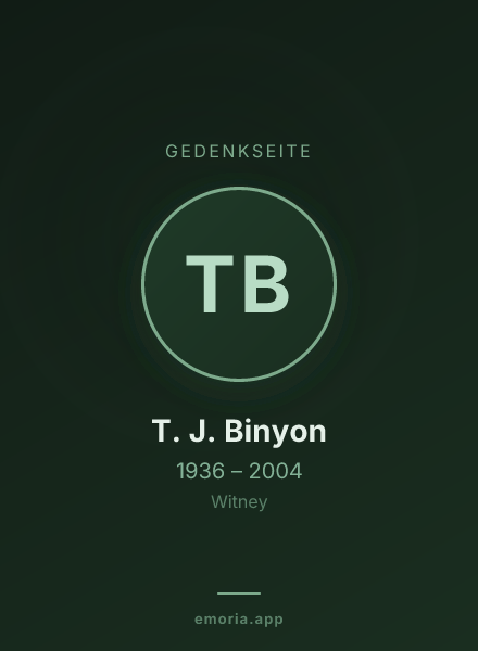 Gedenkportrait von T. J. Binyon