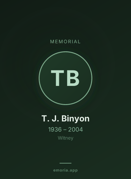 Memorial portrait of T. J. Binyon