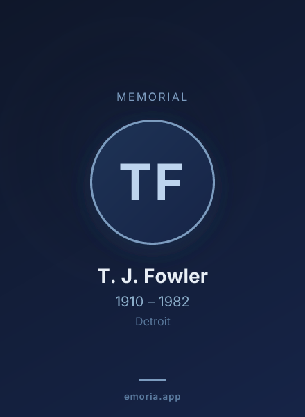 Memorial portrait of T. J. Fowler