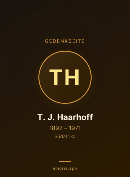 Gedenkportrait von T. J. Haarhoff