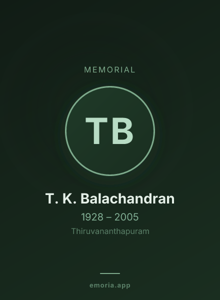 Memorial portrait of T. K. Balachandran