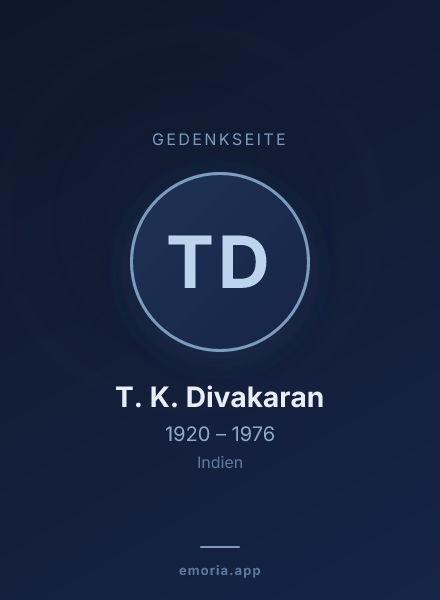 Gedenkportrait von T. K. Divakaran