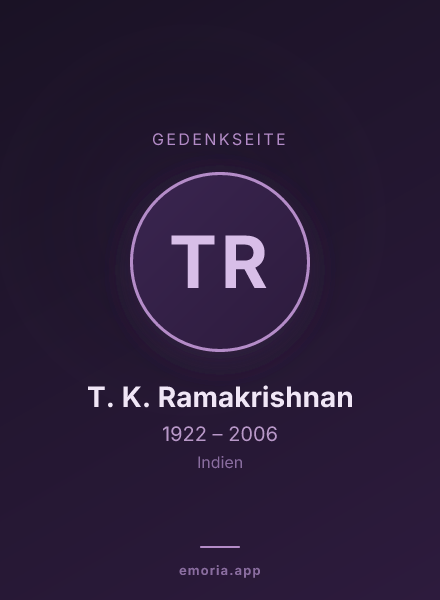 Gedenkportrait von T. K. Ramakrishnan