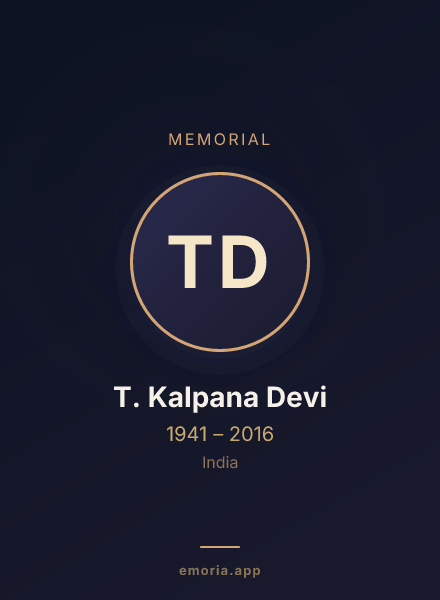 Memorial portrait of T. Kalpana Devi