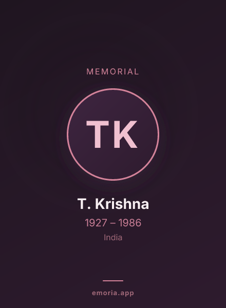 Memorial portrait of T. Krishna