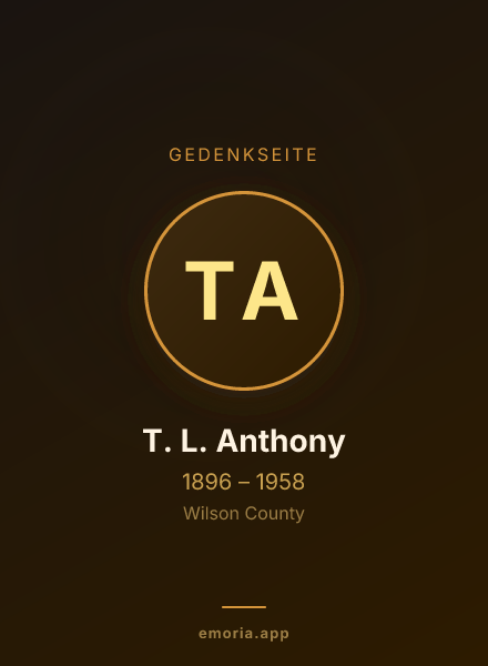 Gedenkportrait von T. L. Anthony