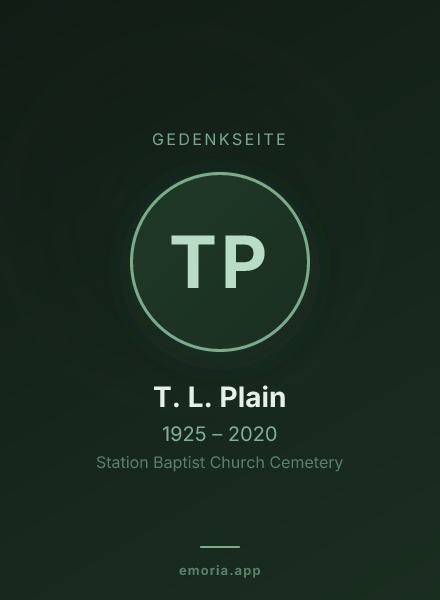 Gedenkportrait von T. L. Plain