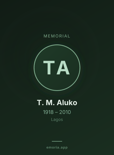 Memorial portrait of T. M. Aluko