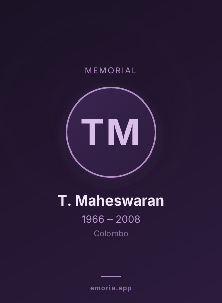 Memorial portrait of T. Maheswaran