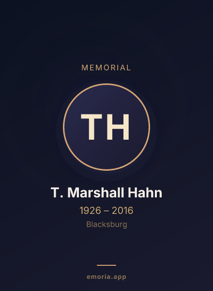 Memorial portrait of T. Marshall Hahn
