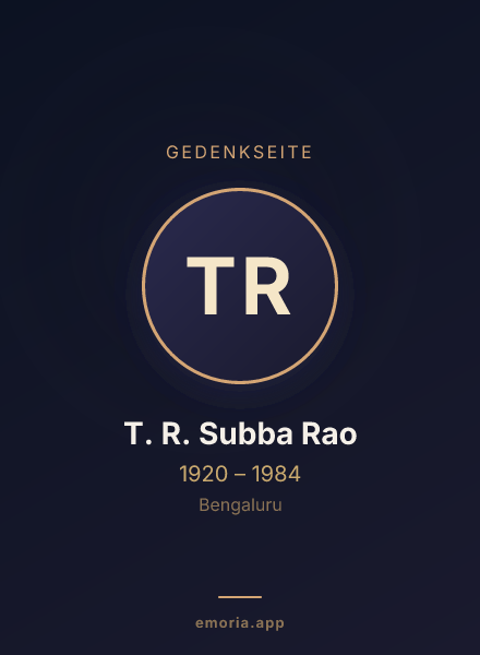 Gedenkportrait von T. R. Subba Rao
