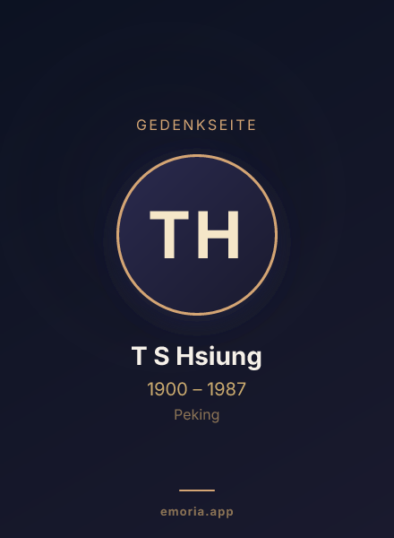 Gedenkportrait von T S Hsiung