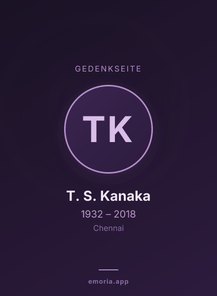 Gedenkportrait von T. S. Kanaka