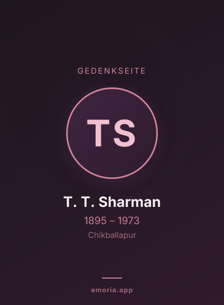 Gedenkportrait von T. T. Sharman