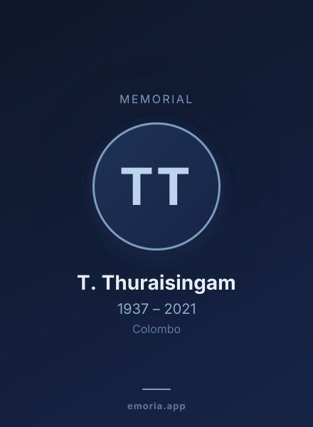 Memorial portrait of T. Thuraisingam