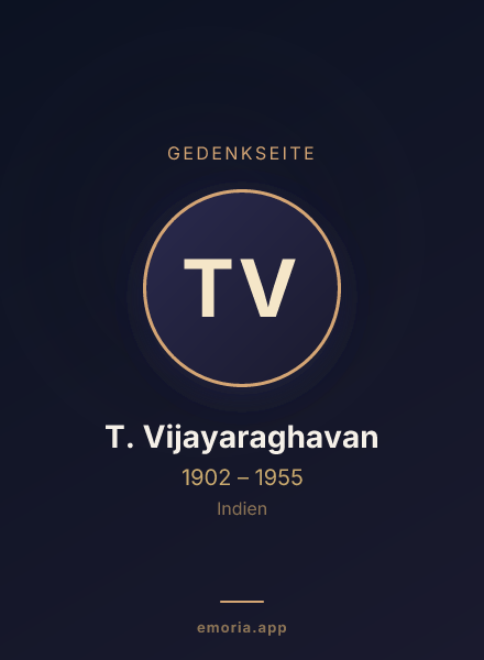 Gedenkportrait von T. Vijayaraghavan