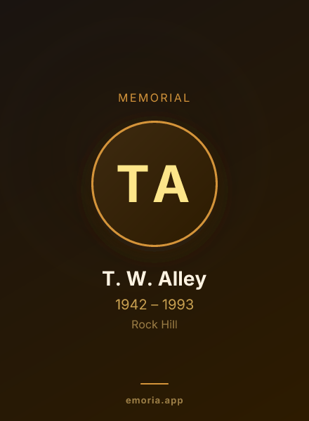 Memorial portrait of T. W. Alley