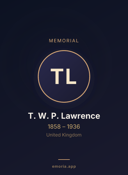 Memorial portrait of T. W. P. Lawrence