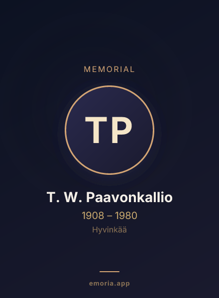 Memorial portrait of T. W. Paavonkallio