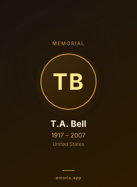 Memorial portrait of T.A. Bell