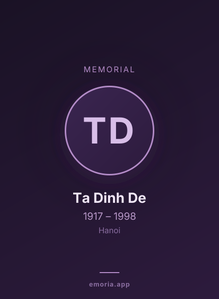 Memorial portrait of Ta Dinh De