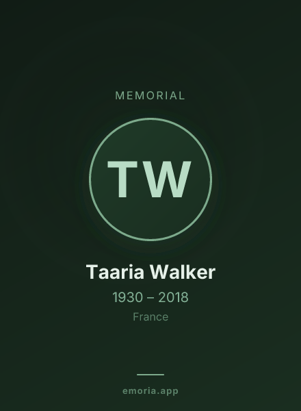 Memorial portrait of Taaria Walker